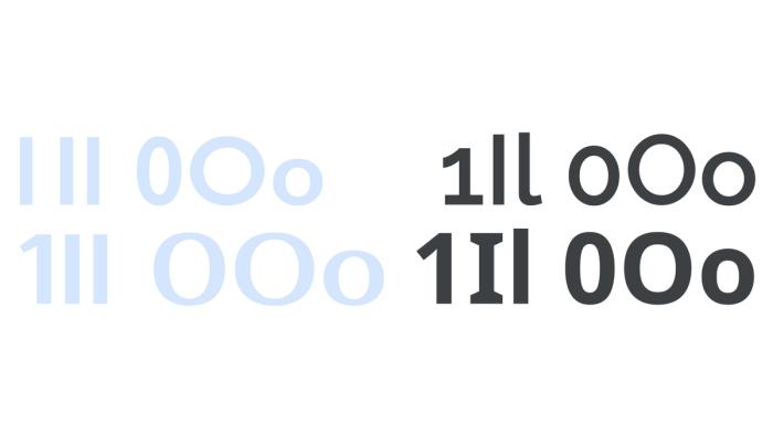 Contrast in font colors.